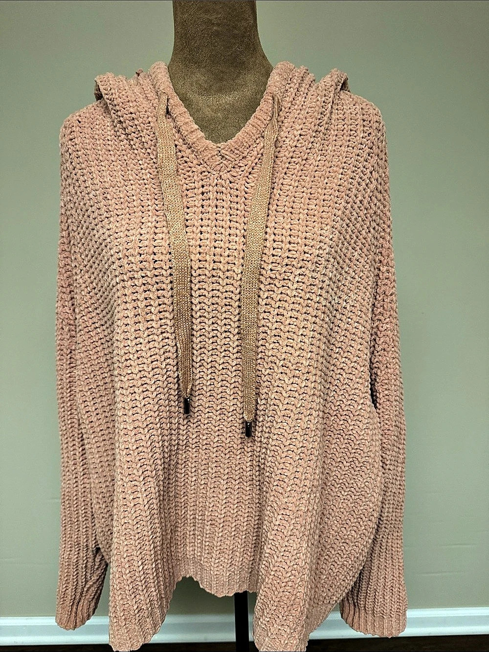 Maronie burnt orange Hooded Knit Sweater Like New